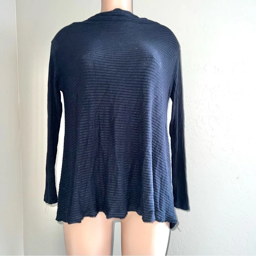 We The Free People Women’s XS Black Robbed Soft Rayon Long Sleeve Knit Top Mock - Picture 5 of 7